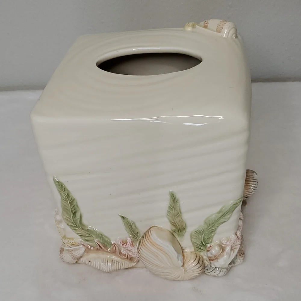 Seashell Nautilus Starfish Coral Ceramic Tissue Box Cover Bathroom Accessories